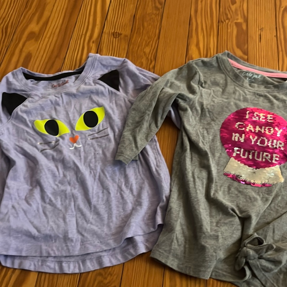 Two Halloween cat and jack shirts sizes 5-6